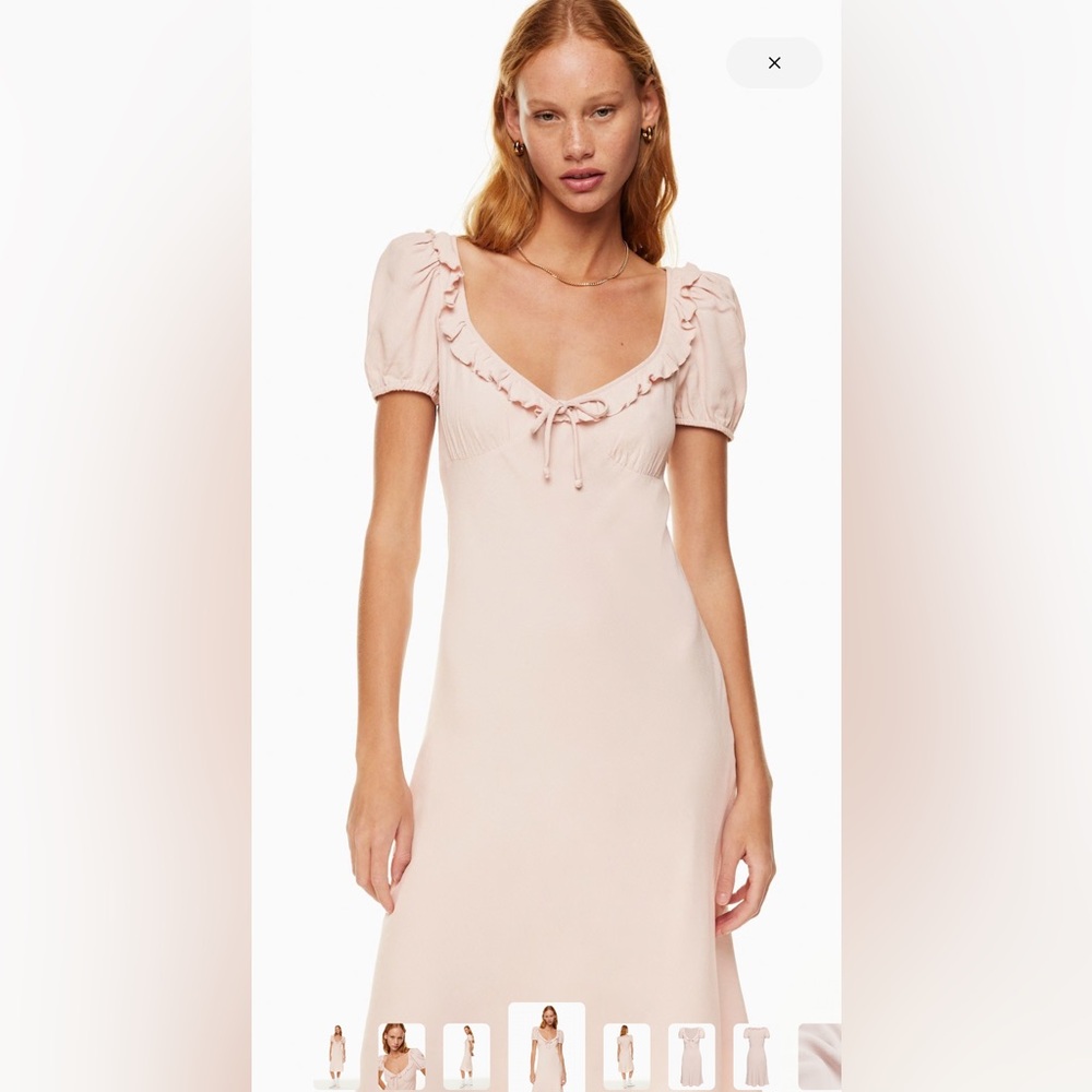 Aritzia Sunday Best Letti Blush Puff Sleeve Midi Dress xs